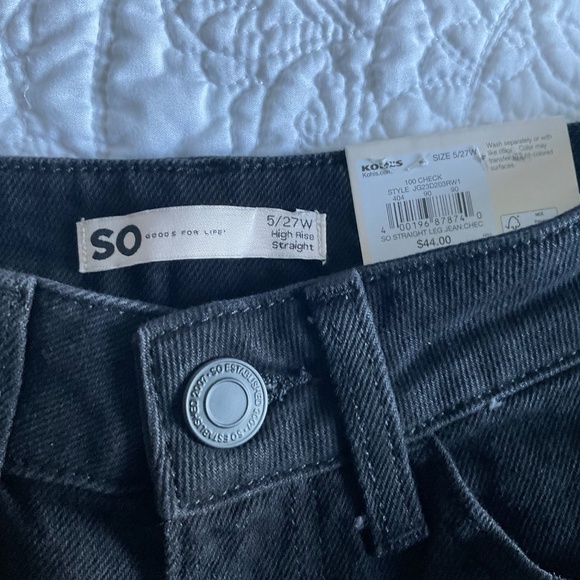 SO Jeans High-Rise Stretch Straight Juniors Size 5 Black Checkers Pattern - Picture 5 of 14